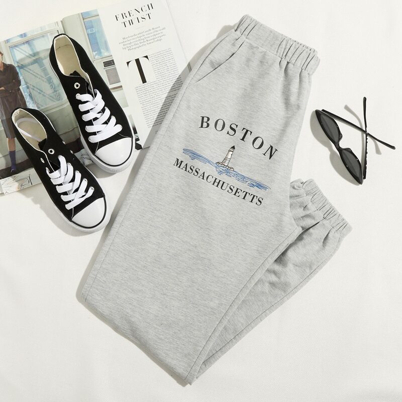 Letter Graphic Sweatpants, Light grey