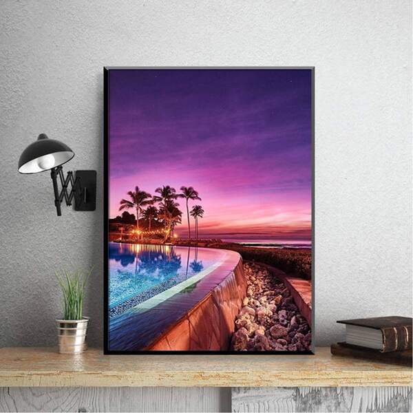 

Landscape Print DIY Diamond Unframed Painting, Multicolor