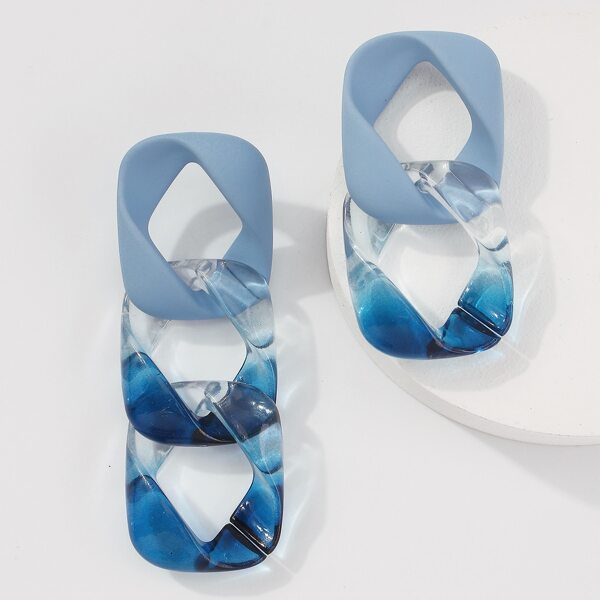 

Chain Design Drop Earrings, Blue