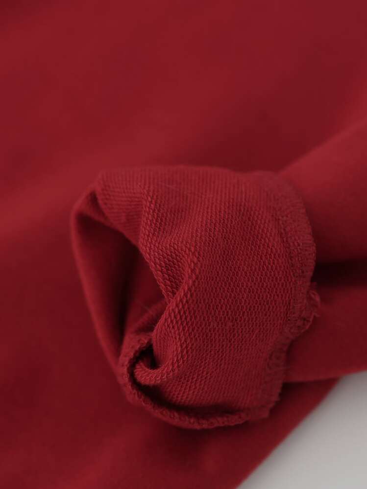 SHEIN เด็กหนุ่ม เสื้อสวมหัว กราฟฟิค ตัวอักษร คอกลม - สีไวท์แดงหม่น/สีเบอร์กันดี - ดู 3