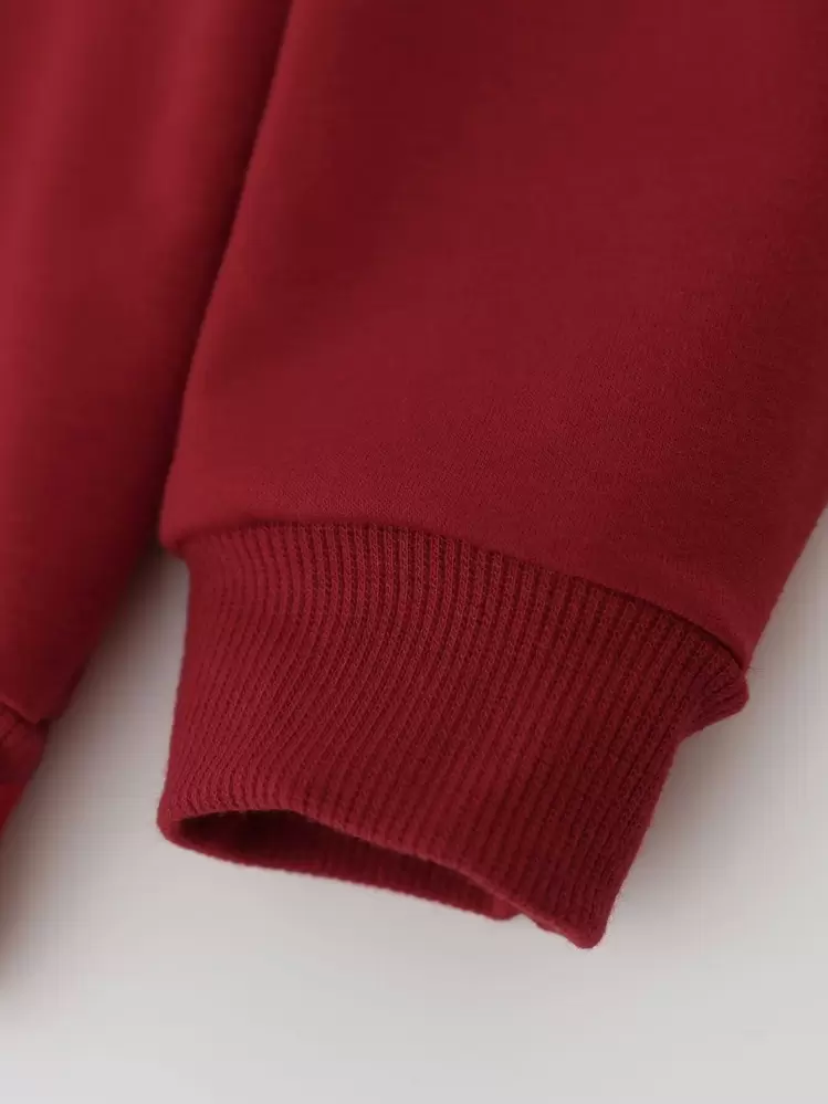 SHEIN เด็กหนุ่ม เสื้อสวมหัว กราฟฟิค ตัวอักษร คอกลม - สีไวท์แดงหม่น/สีเบอร์กันดี - ดู 6