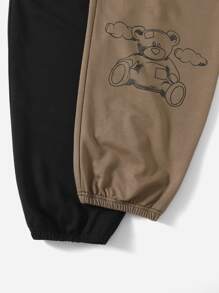 SHEIN EZwear Plus Two Tone Cartoon Graphic Joggers - Multicolor - View 4