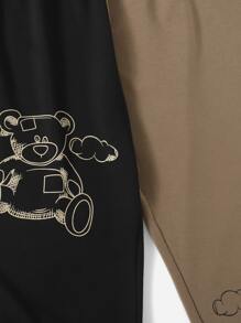 SHEIN EZwear Plus Two Tone Cartoon Graphic Joggers - Multicolor - View 5