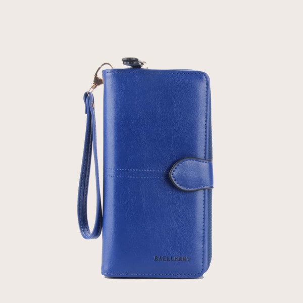 

Snap Button Zip Clutch Bag, Blue