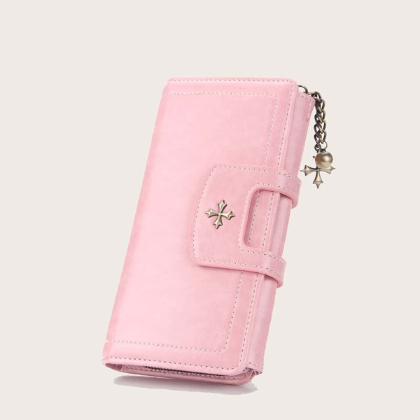 

Metal Decor Fold Over Purse, Pink
