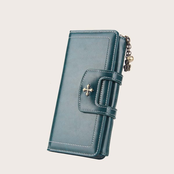 

Metal Decor Fold Over Purse, Green