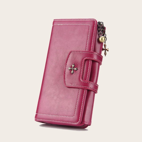 

Metal Decor Fold Over Purse, Hot pink