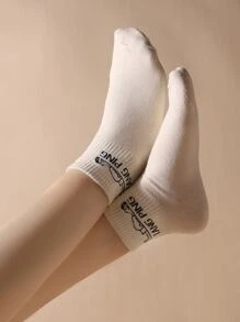 Letter Graphic Crew Socks