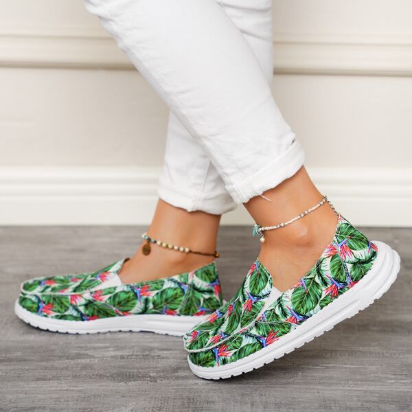 

Plant Graphic Slip On Shoes, Multicolor