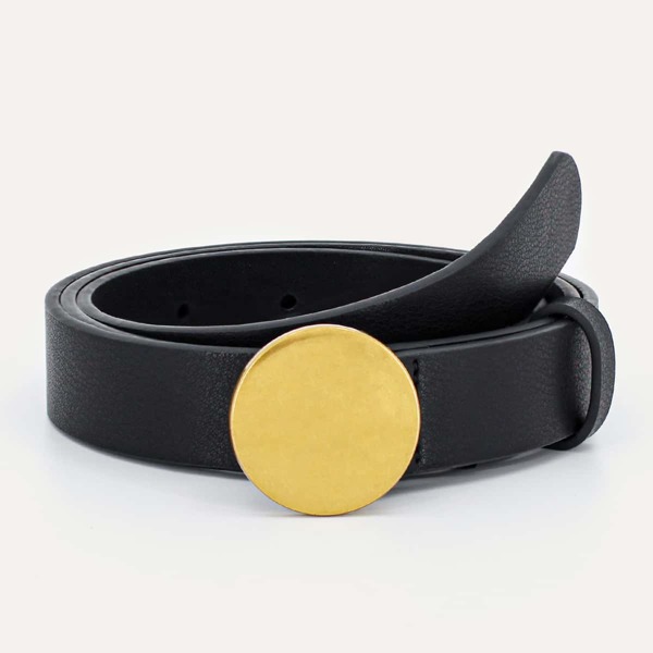 

Round Buckle Belt With Punch Tool, Black