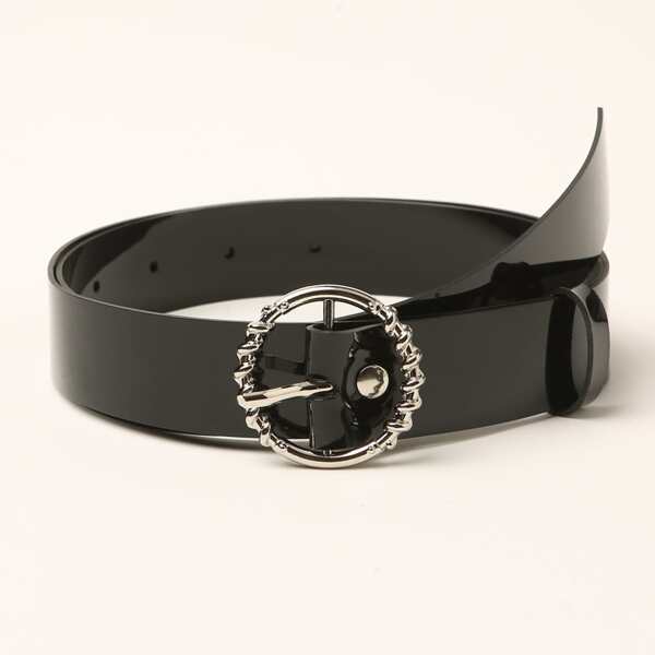 

Round Buckle Belt With Punch Tool, Black