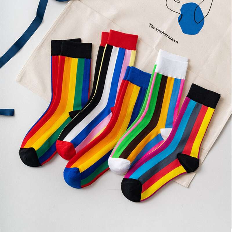 

5pairs Color Block Crew Socks, Multicolor