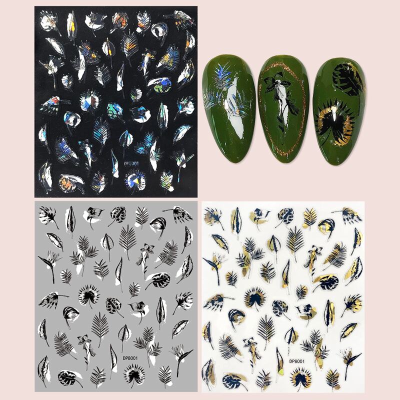 

3sheets Leaf Pattern Nail Art Sticker, Multicolor