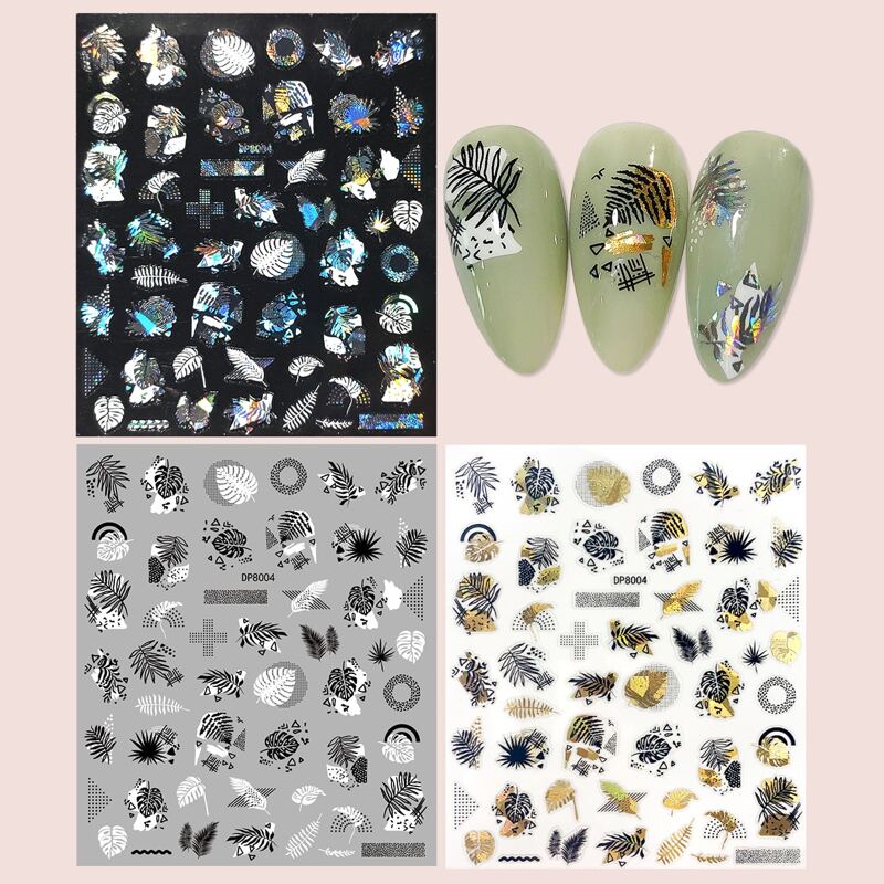 

3sheets Leaf Pattern Nail Art Sticker, Multicolor