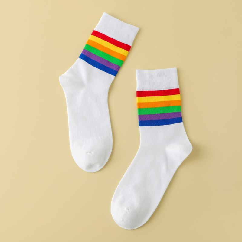 

Rainbow Print Crew Socks, Multicolor