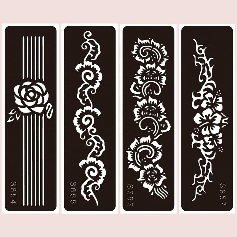 

4pcs Graphic Tattoo Stencil, Black