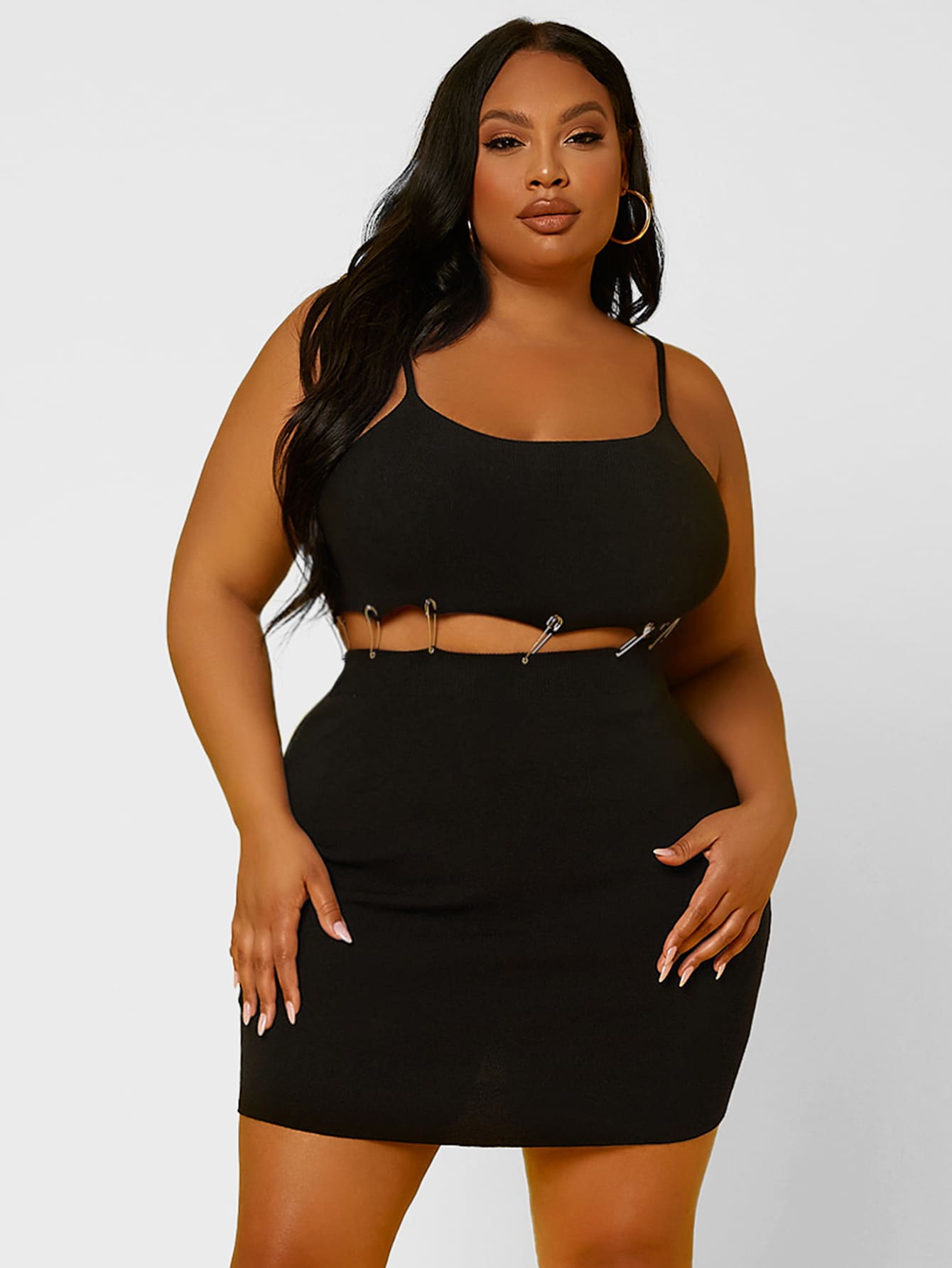 SHEIN SXY 1 pieza Vestido suéter de tirantes con abertura vinculado - Negro - Ver 1