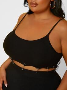 SHEIN SXY 1 pieza Vestido suéter de tirantes con abertura vinculado - Negro - Ver 4