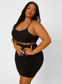 SHEIN SXY 1 pieza Vestido suéter de tirantes con abertura vinculado - Negro - Ver 5