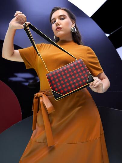 Gingham Flap Crossbody Bag