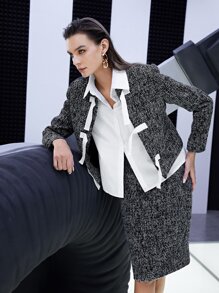 Mulvari 開門襟粗花呢花呢外套 - 黑色 - 查看 1