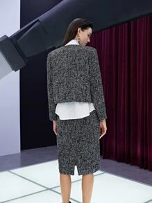 Mulvari 開門襟粗花呢花呢外套 - 黑色 - 查看 3