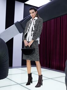 Mulvari 開門襟粗花呢花呢外套 - 黑色 - 查看 2