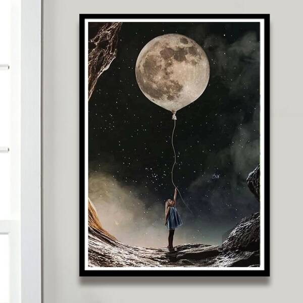 

Moon Print DIY Diamond Unframed Painting, Multicolor
