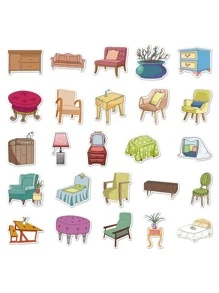 50pcs Furniture Sticker - Multicolor - View 3