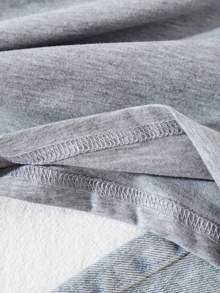 Butterfly And Lip Print Tee - Light Grey - View 5