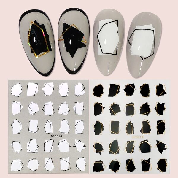 

2sheets Geometric Pattern Nail Art Sticker, Multicolor
