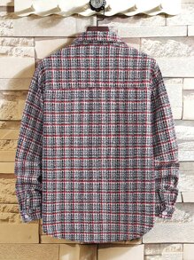 Manfinity Hombres 1 pieza Abrigo de cuadros con bolsillo - Multicolor - Ver 2