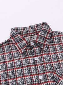 Manfinity Hombres 1 pieza Abrigo de cuadros con bolsillo - Multicolor - Ver 3