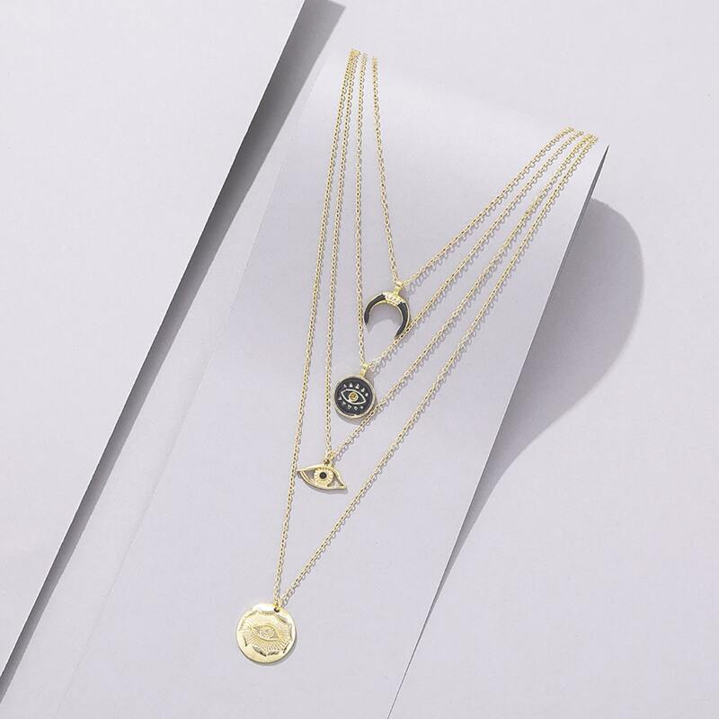 

Eye & Moon Layered Necklace, Gold