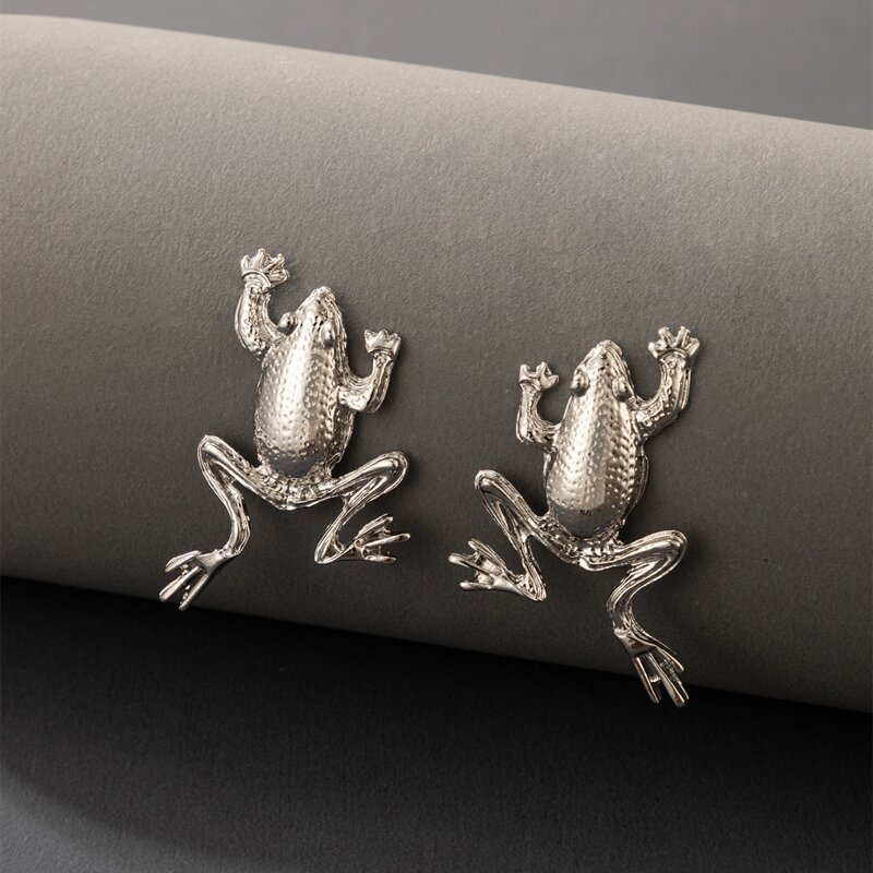 

Frog Stud Earrings, Silver