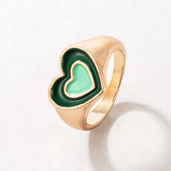

Heart Decor Ring, Green