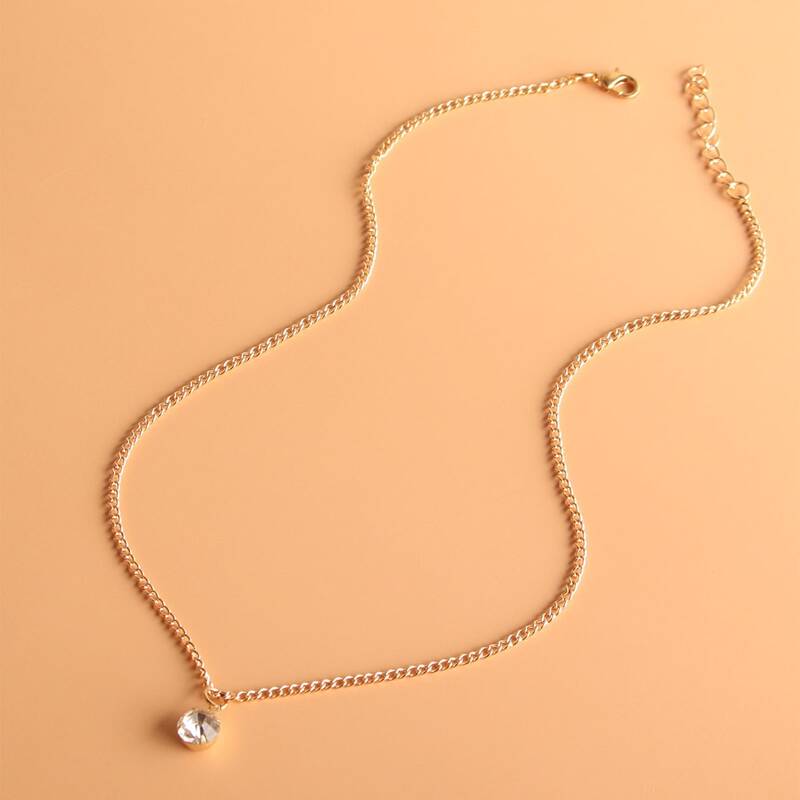 

Rhinestone Pendant Necklace, Gold