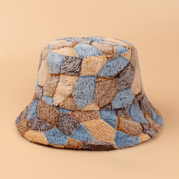 

Color Block Fuzzy Bucket Hat, Multicolor