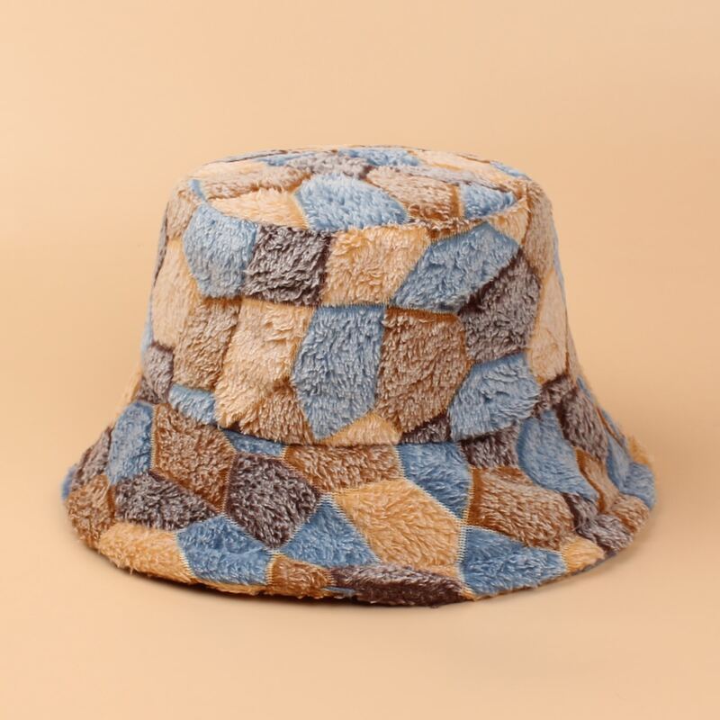 

Color Block Fuzzy Bucket Hat, Multicolor