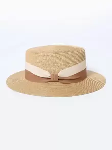 Minimalist Straw Hat - Khaki - View 1