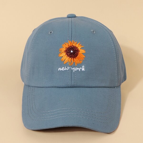 

Daisy Embroidery Baseball Cap, Blue