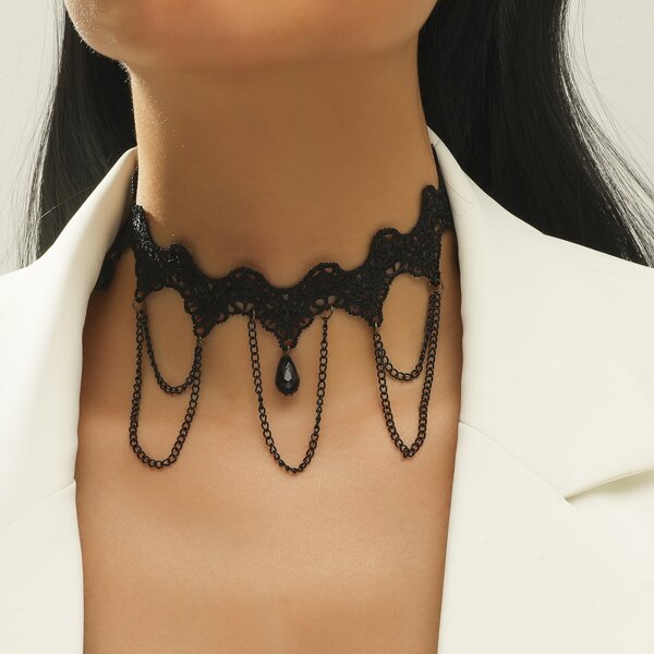 

Chain Decor Choker, Black