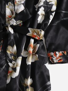 SHEIN 5pcs Floral Print Satin PJ Set, Fall Winter Clothes - Multicolor - View 6