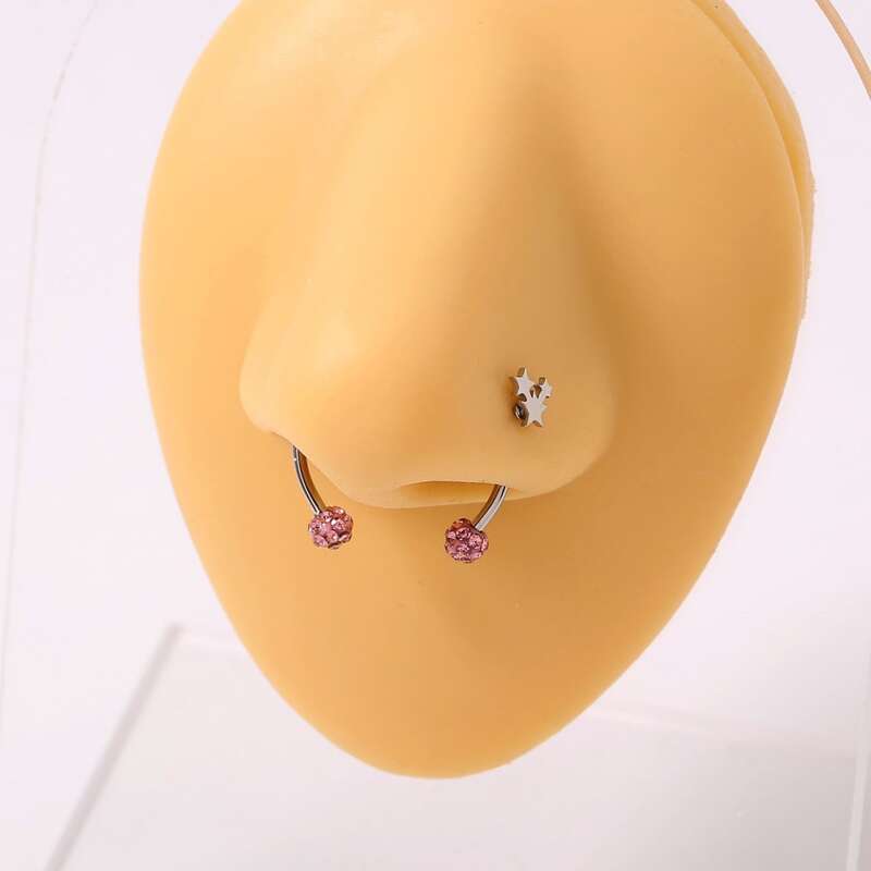 

2pcs Star Decor Nose Ring, Silver