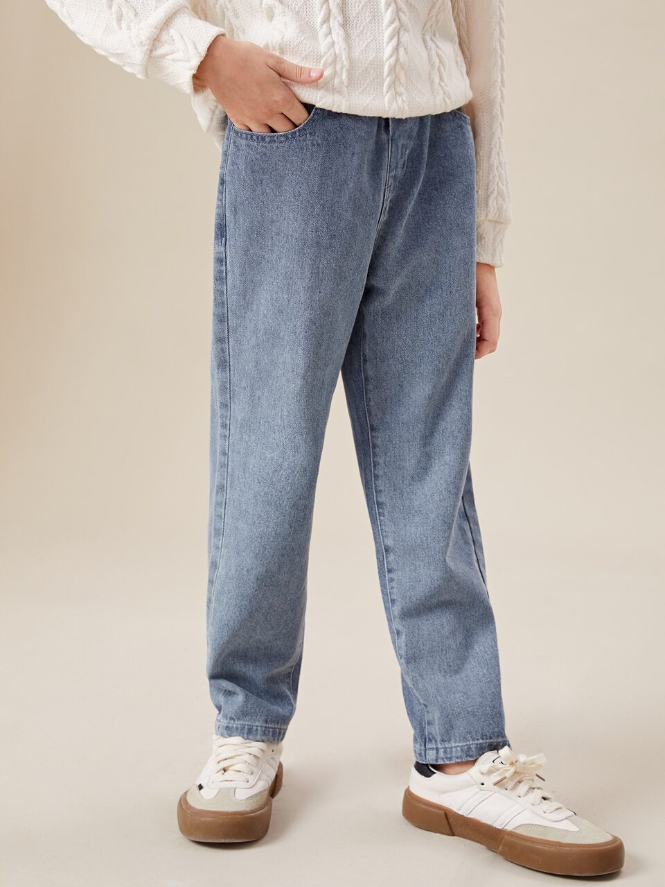Boys High Waist Straight Leg Jeans