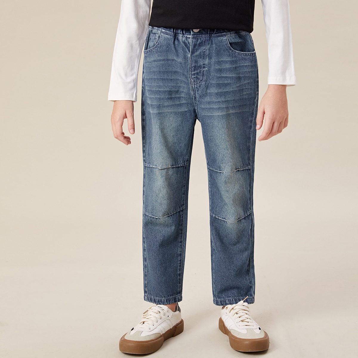 для мальчиков Джинсы с прямыми штанинами с высокой талией