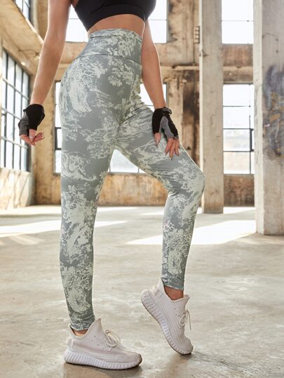 Tie Dye Wideband Waist Sports Leggings