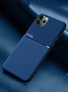 1pc Texture Pu Leather Magnetic Adsorption Phone Case, Compatible With Iphone 11, 12, 13, 14, 15, 13 Pro Max, 14 Pro Max , 15 Pro Max And Galaxy A55, A35, S22 Ultra, S23 Ultra, S24 Ultra,International Version, Not The Domestic Version - Blue - View 12