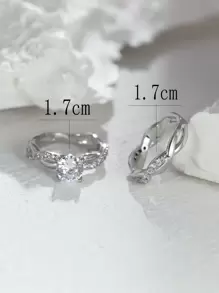 Vanel 2 قطعة خواتم زركونيا مكعبة على شكل قصر فاخر بأربعة مخالب متقاطعة ، مناسبة لحفلات الزفاف والولائم والحفلات