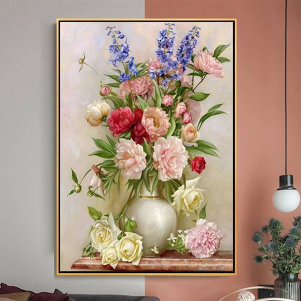 

DIY Алмазная картина без рамы с цветочным принтом, Многоцветный